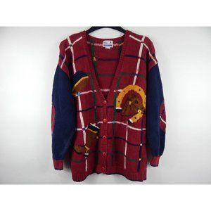 Vintage Great Lakes Knitted Cardigan Sweater Multicolor Large Women's D42